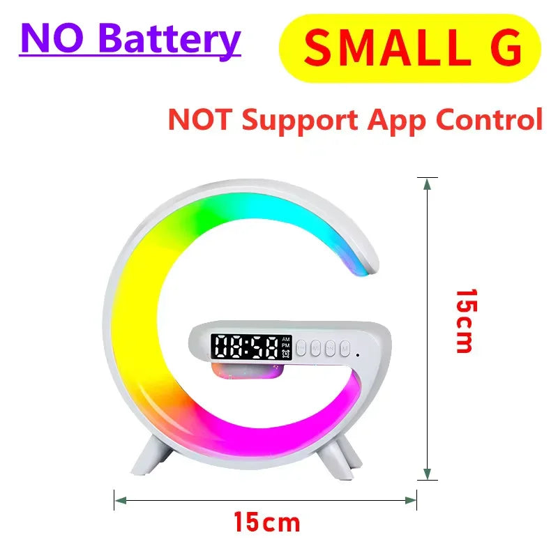 RGB Night Light Lamp Multifunction Multifunctional Wireless Speaker Alarm Clock Speaker Wireless Charger Station for Iphone