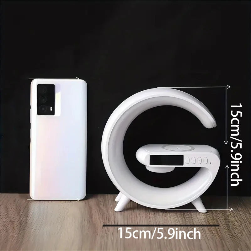 RGB Night Light Lamp Multifunction Multifunctional Wireless Speaker Alarm Clock Speaker Wireless Charger Station for Iphone